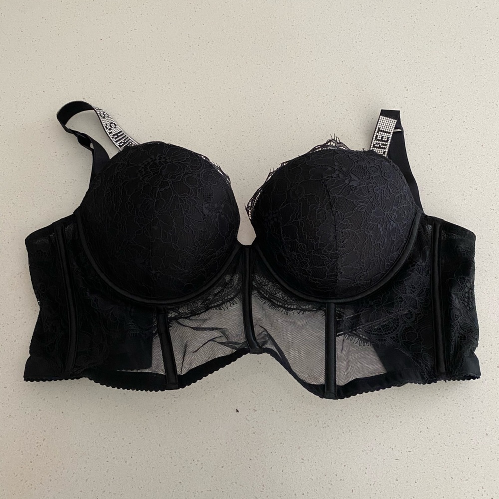 Victoria’s Secret black lace corset bra
